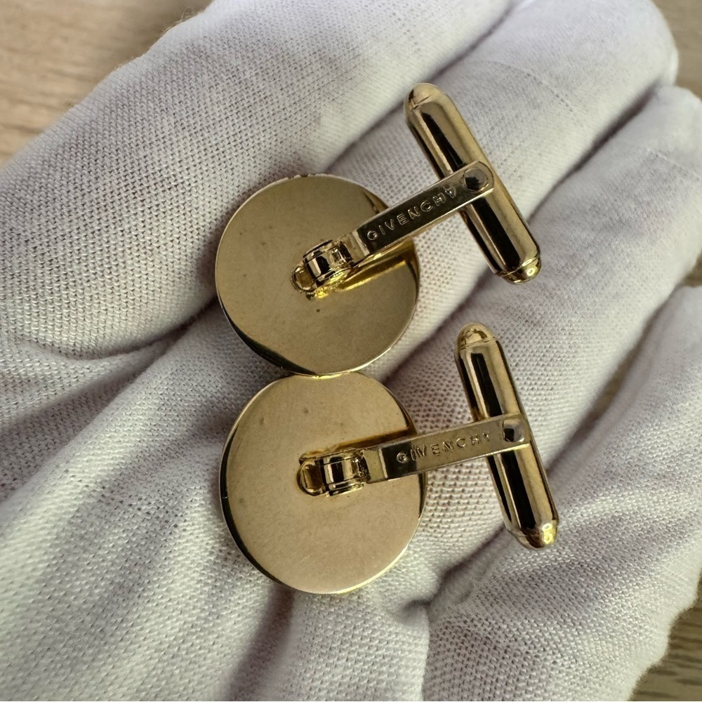 🔥PRICE DROP🔥Givenchy Gold Cuff Links with Polished Finish and Hinged Design - Picture 4 of 8